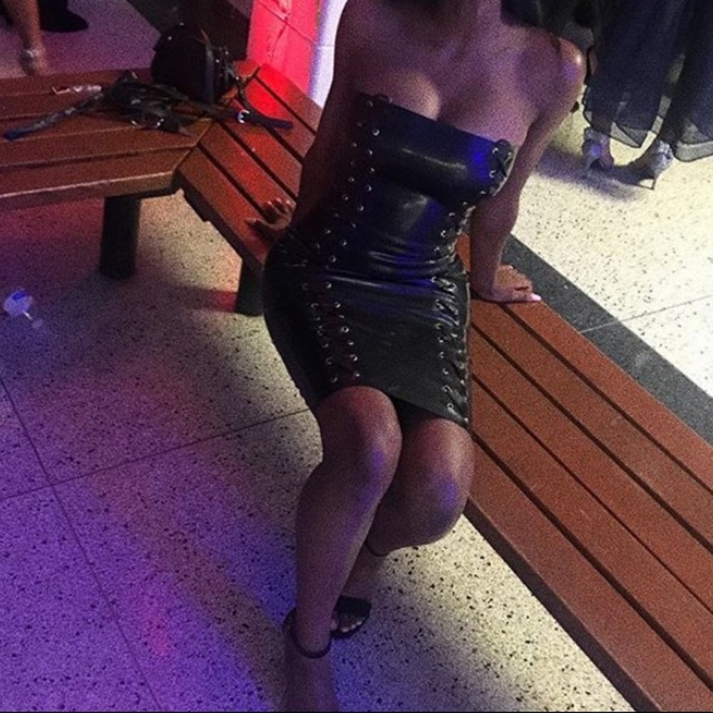 House of CB London black latex dress